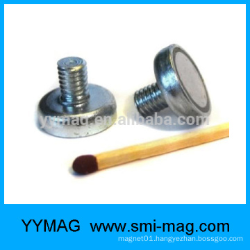 Cup magnet with threaded pin